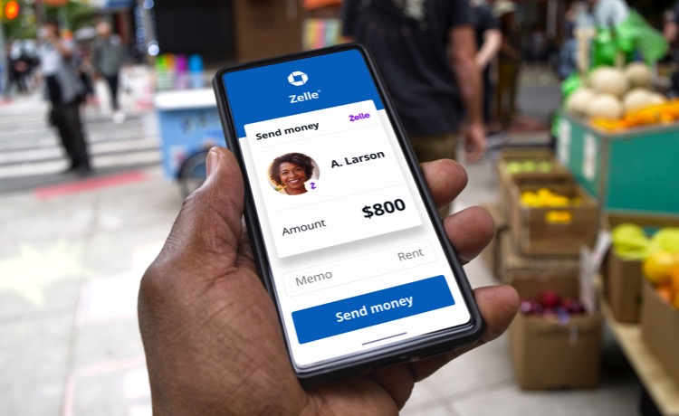 A customer signs into her Chase Mobile app on her smartphone